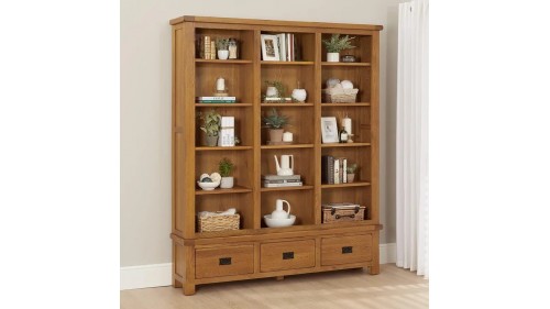 RUSTİK MASİF AHŞAP KİTAPLIK 