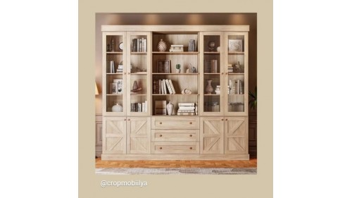 RUSTİK MASİF AHŞAP KİTAPLIK 