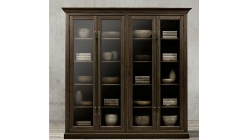 CAM KAPAKLI AHŞAP ESKİTME KİTAPLIK MODELİ - FU853