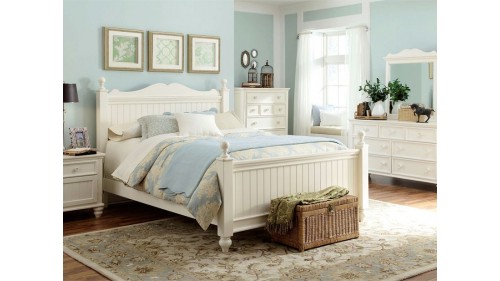 VİNTAGE BEYAZ ESKİTME AĞAÇ YATAK MODELLERİ - YM122