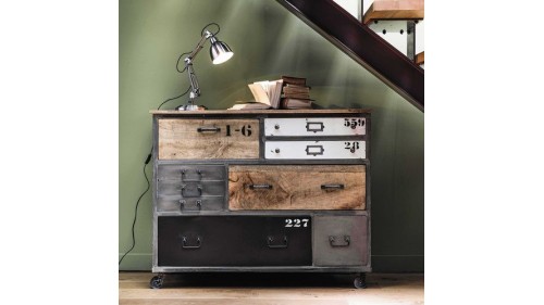 VİNTAGE RENKLİ ESKİTME MASİF AHŞAP KONSOL MODELİ - KN205X