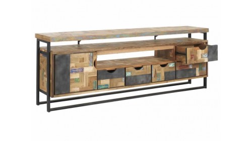 MASİF ESKİTME RENKLİ AHŞAP TV SEHPASI - FU377
