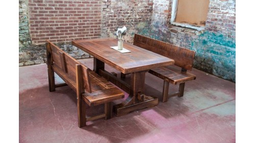 KOYU CEVİZ RENGİ ESKİTME YEMEK MASASI - FU280