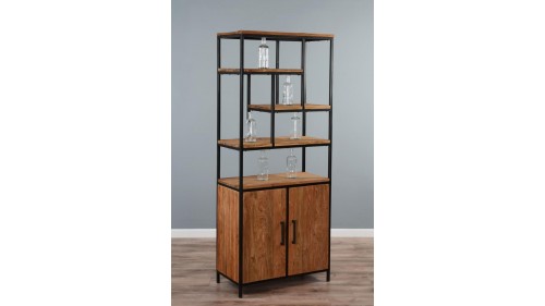 ALTI DOLAPLI ENDÜSTRİYEL MASİF AHŞAP VİTRİN KİTAPLIK- KT599