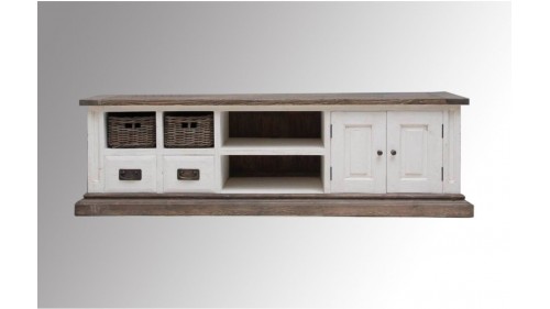 AHŞAP BEYAZ ESKİTME TV SEHPASI - TV748