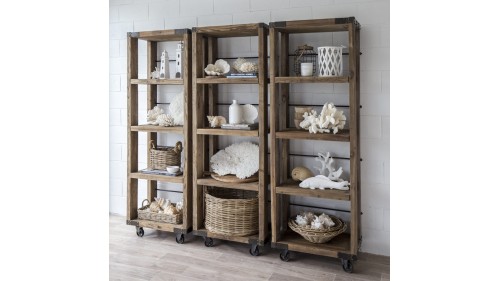 ESKİTME MASİF AHŞAP DİZAYN KİTAPLIK - OFS333