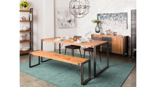 ENDÜSTRİYEL TASARIM MASİF AHŞAP ESKİTME YEMEK MASASI -YM075