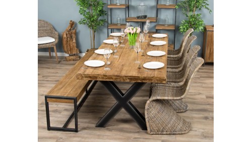 MASİF AHŞAP ESKİTME KERESTE ÜRETİM ENDÜSTRİYEL YEMEK MASASI -YM987