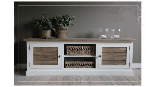 BEYAZ ESKİTME MASİF AHŞAP TV SEHPASI-TV999