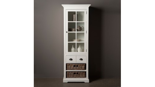 BEYAZ ESKİTME BÜFE VİTRİN MASİF AHŞAP - VTR456