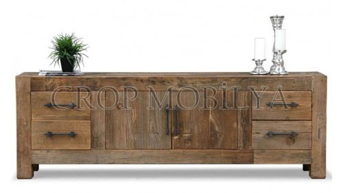 MASİF AHŞAP HAM ESKİTME TV KONSOLU - FU113