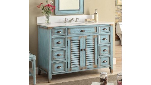 ÖZEL TASARIM MASİF AHŞAP ESKİTME BANYO MOBİLYALARI - BD118